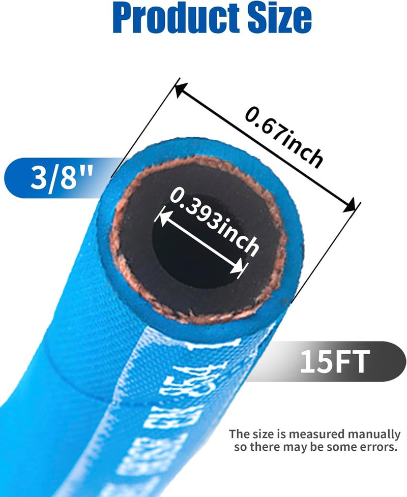 CNRAQR 3/8” Fuel Line Hose 15FT High Pressure Fuel Hose 400PSI 2.8Mpa NBR Rubber and CR Neoprene EN854-1TE for Automotive Fuel Systems Engines (Attached Hose Clamp) - Image 4